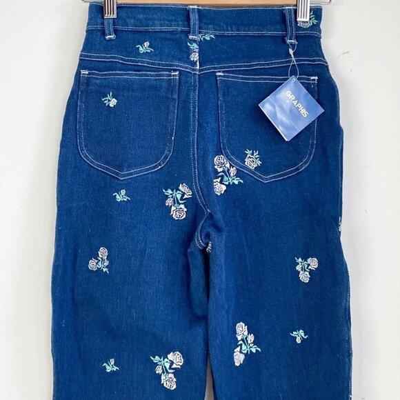 NWT Vintage Graphis High Waist Floral Embroidered Skinny Jeans XS - Picture 5 of 10